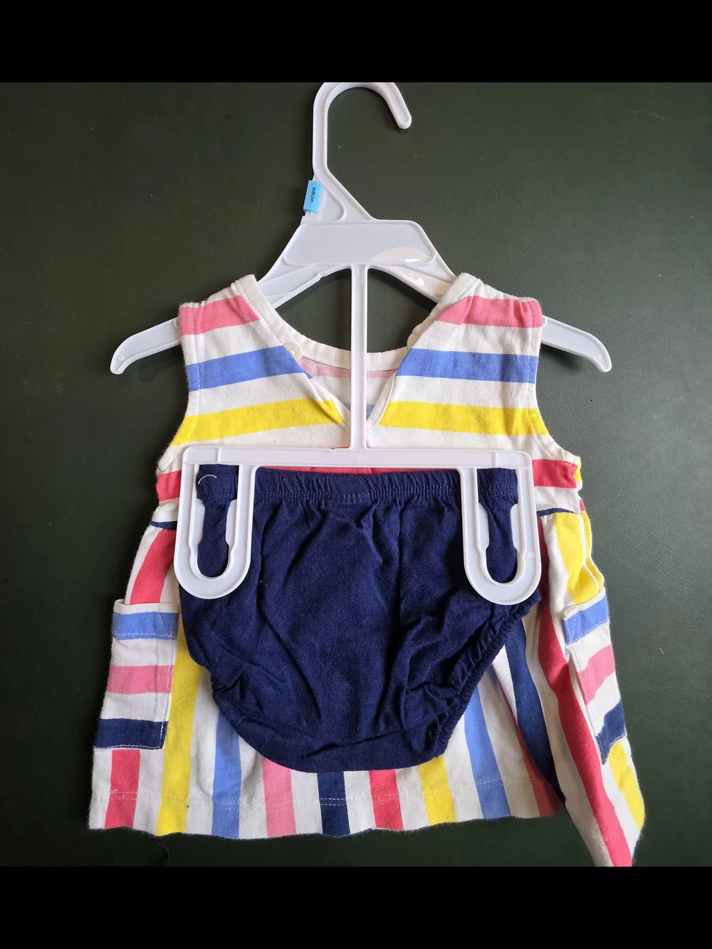 Carter's Multi-Color Striped Tank with Navy Diaper Cover